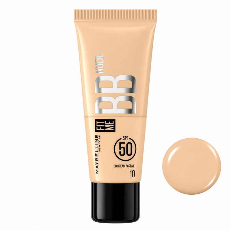 کرم پودر BB مایع 50 Spf میبلین مدل Fit Me شماره 10 مناسب برای انواع پوست حجم 30 میلی‌لیتر