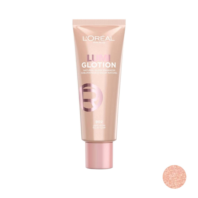 هایلایتر مایع صورت و بدن لورآل مدل Lumi Glotion رنگ Light Glow شماره 902 تناژ رز گلد براق حجم 40 میلی لیتر