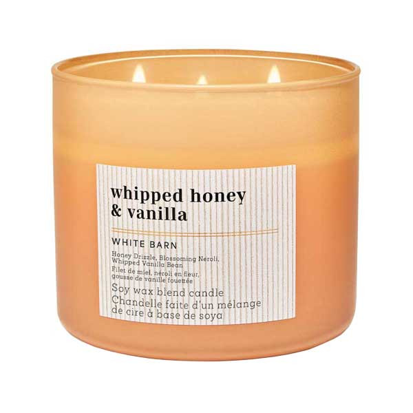 شمع لیوانی معطر وایت بارن مدل سه فیتیله با رایحه وانیل زمان اتمام 45 ساعت