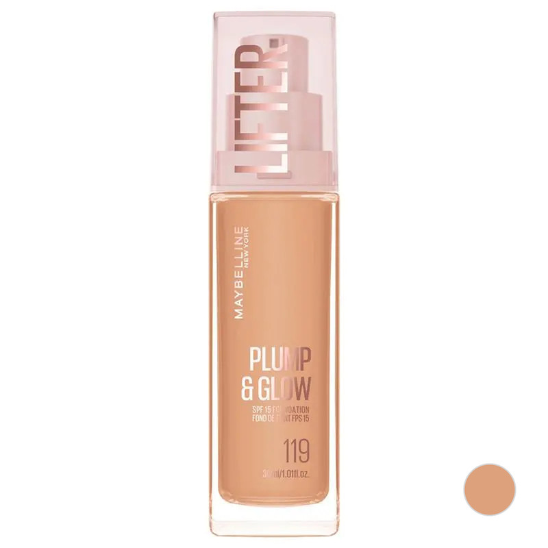 کرم پودر مایع spf15 میبلین مدل Plump & amp Glow شماره 119 مناسب برای انواع پوست حجم 30 میلی‌لیتر