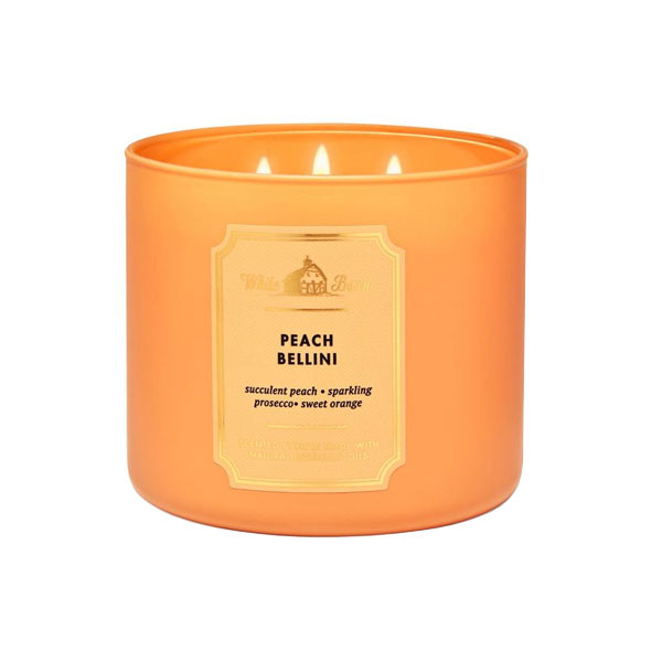 شمع لیوانی معطر وایت بارن مدل سه فیتیله Peach bellini با رایحه هلو زمان اتمام 45 ساعت