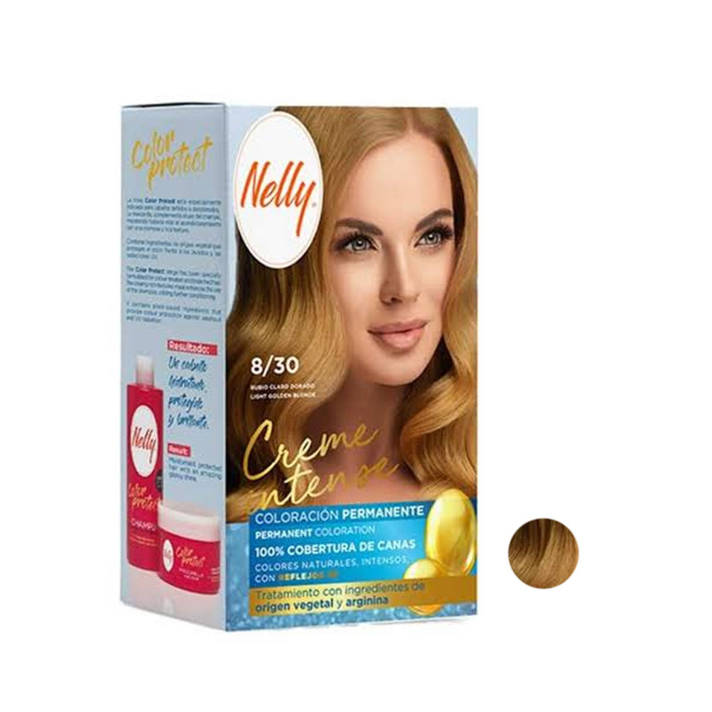 کیت رنگ مو نلی شماره 8.30 مدل creme intense حجم 50 میلی لیتر رنگ بلوند طلایی روشن