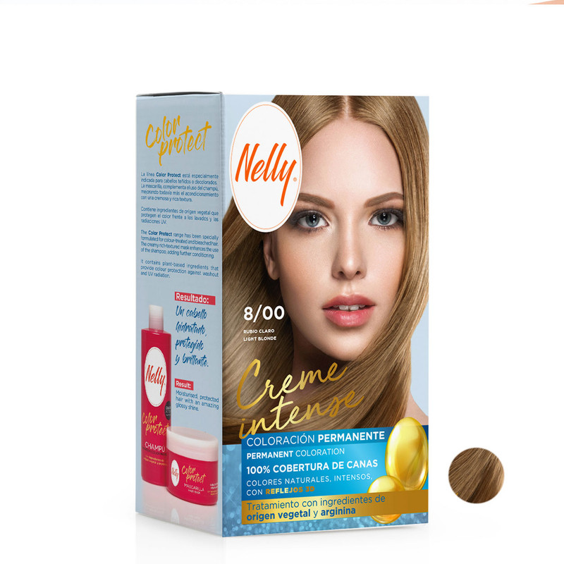 کیت رنگ مو نلی شماره 8.00 مدل creme intense حجم 50 میلی لیتر رنگ بلوند روشن